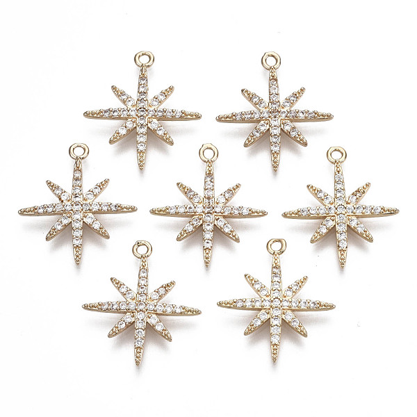 

PandaHall Brass Micro Pave Cubic Zirconia Pendants, Star, Long-Lasting Plated, Light Gold, Clear, 21x18x3mm, Hole: 1.2mm Brass+Cubic...