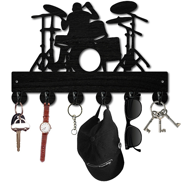 

PandaHall Black Wood & Iron Wall Mounted Hook Hangers, Decorative Organizer Rack, with 2Pcs Screws & 1Pc Screwdriver, 6 Hooks for Bag...