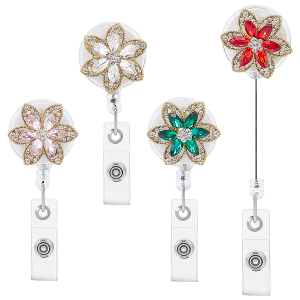4 bobine de badge en alliage de verre en forme de fleur