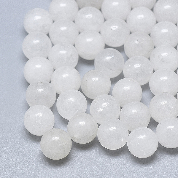 

PandaHall Natural White Jade Beads, Half Drilled, Round, 8mm, Half Hole: 1.2mm White Jade Round