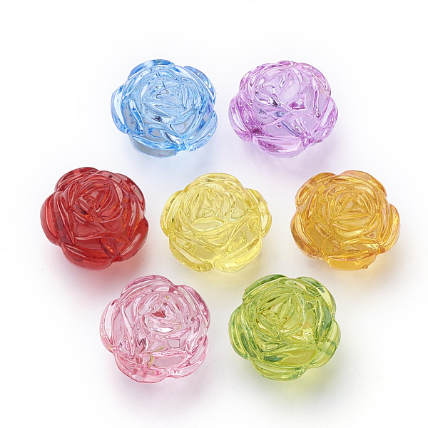 

PandaHall Transparent Acrylic Beads, Flower, Mixed Color, 25x25x21mm, Hole: 2.5mm, about 100pcs/500g Acrylic Flower Multicolor