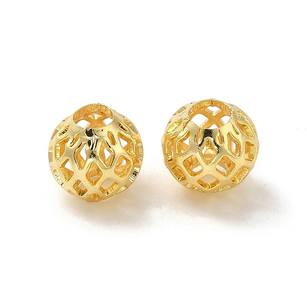 

PandaHall Brass Hollow Spacer Beads, Round, Real 18K Gold Plated, 8x7.5mm, Hole: 3.2mm Brass Round