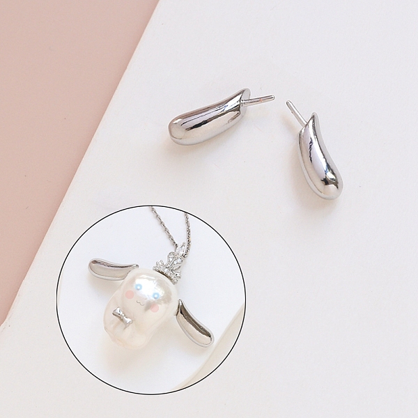 

PandaHall Brass Head Pins, for Ghost Witch Baroque Pearl Making, Dog Ear, Platinum, 15x5mm Brass