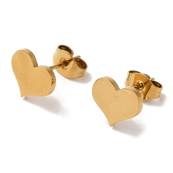 

PandaHall Vacuum Plating 304 Stainless Steel Stud Earrings, Plain Heart, Golden, 7.5x9mm 304 Stainless Steel Heart