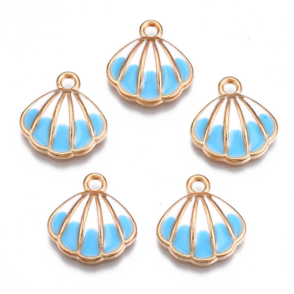 

PandaHall Alloy Enamel Pendants, Cadmium Free & Lead Free, Light Gold, Shell, Light Sky Blue, 17x16x3.5mm, Hole: 2mm Alloy+Enamel Shell...