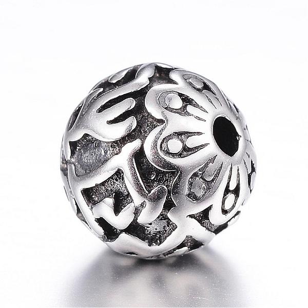 

PandaHall 316 Surgical Stainless Steel beads, Round, Antique Silver, 10x9mm, Hole: 2mm 316 Surgical Stainless Steel Round