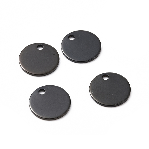 

PandaHall 304 Stainless Steel Pendants, Blank Stamping Tag, Flat Round, Electrophoresis Black, 12x1mm, Hole: 1.5mm 304 Stainless Steel Flat...