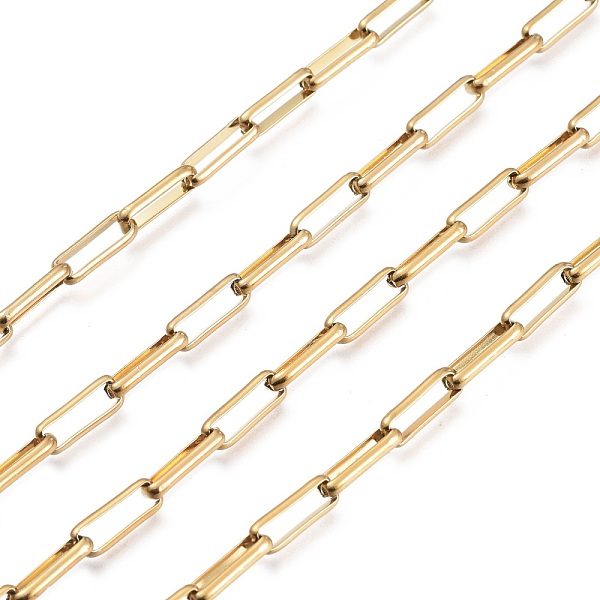 

PandaHall 3.28 Feet 304 Stainless Steel Box Chains, Unwelded, Golden, Linkk: 10x3.5x1.5mm 304 Stainless Steel
