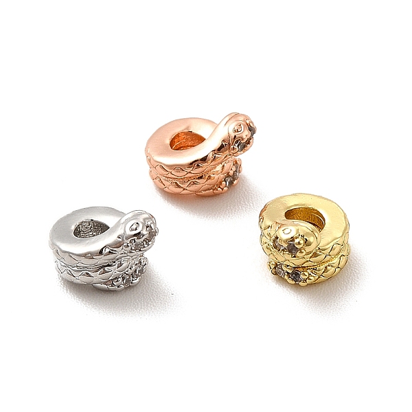 

PandaHall Rack Plating Brass Micro Pave Cubic Zirconia Beads, Long-Lasting Plated, Lead Free & Cadmium Free, Column & Snake, Mixed Color..., Clear