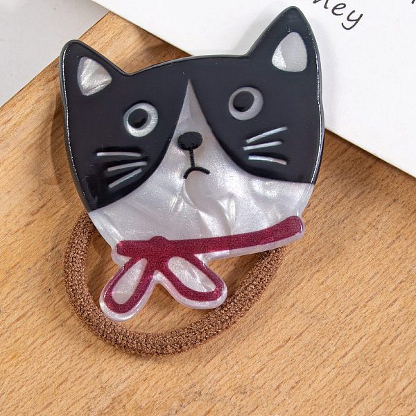 

PandaHall Cute Cat Shape PVC Plastic Hair Ties, Elastic Hair Ties, Ponytail Holder, Medium Violet Red, 38x40mm Plastic Cat Shape
