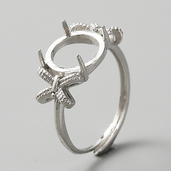 

PandaHall Adjustable Brass Pad Ring Settings, 4 Claw Prong Ring Settings, Butterfly, Platinum, US Size 9(18.9mm), Tray: 10mm Brass