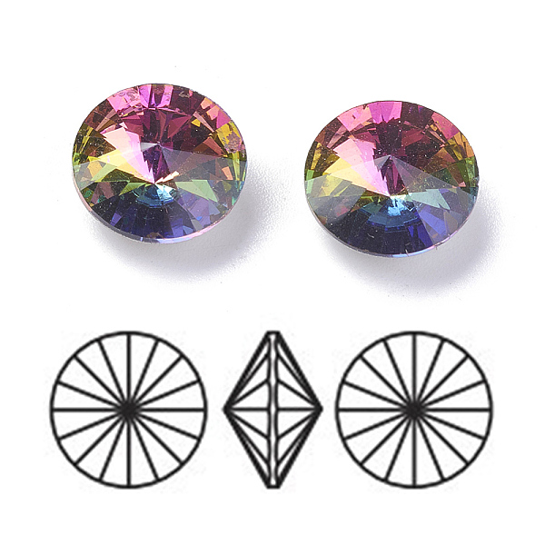 

PandaHall K9 Glass Pointed Back Rhinestone, Rivoli Rhinestone, Grade A, Back Plated, Cone, Vitrail Medium, 8x4mm Glass Rhinestone Cone..., Multicolor