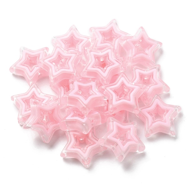 

PandaHall Acrylic Beads, Bead in Bead, Star, Pink, 21.5x22x6mm, Hole: 3mm, about 280pcs/500g Acrylic Star Pink