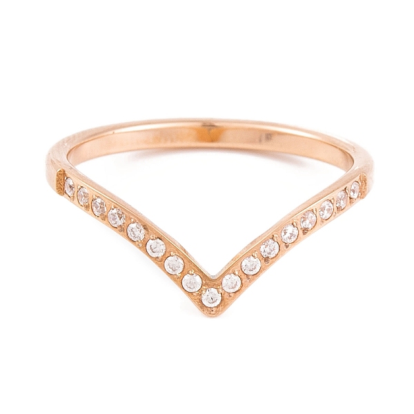 

PandaHall 304 Stainless Steel Finger Ring for Women, with Cubic Zirconia, Rose Gold, US Size 6~9(16.5~18.9mm) Stainless Steel+Cubic Zirconia