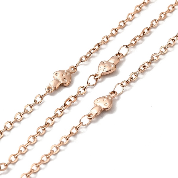 

PandaHall Ion Plating(IP) 304 Stainless Steel Mushroom Link Chains, with Spool, Soldered, Rose Gold, 11.5x5.5x1.7mm, 2.5x2x0.3mm, about...