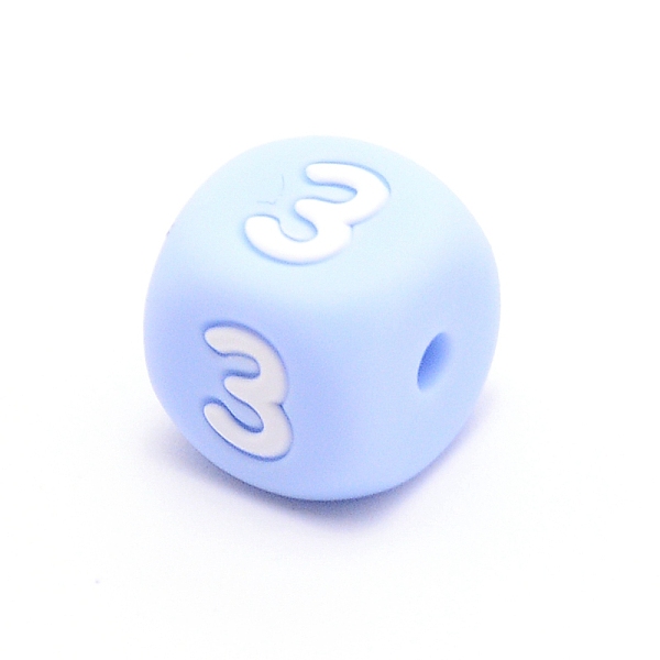 

PandaHall Silicone Beads, for Bracelet or Necklace Making, Arabic Numerals Style, Light Sky Blue Cube, Num.3, 10x10x10mm, Hole: 2mm Silicone...
