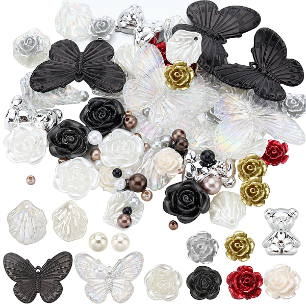

PandaHall SUNNYCLUE DIY Jewelry Making Finding Kit, Including Resin Round & Plastic Flower Beads, Plastic Butterfly Pendants & Cabochons..., Multicolor