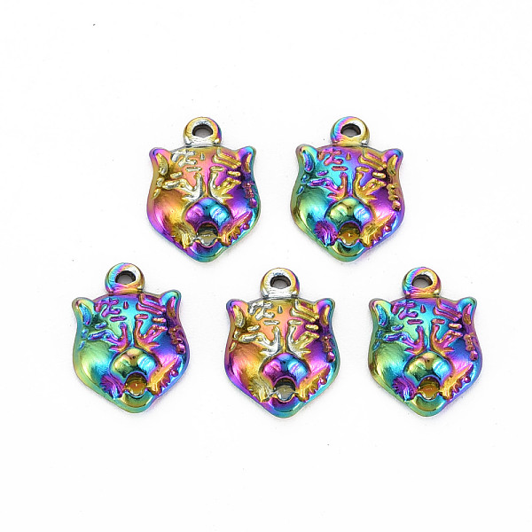 

PandaHall 201 Stainless Steel Pendants, Leopard Head, Rainbow Color, 13x10x4mm, Hole: 1mm 201 Stainless Steel Leopard
