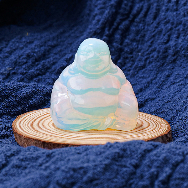 

PandaHall Opalite Carved Healing Buddha Figurines, Reiki Energy Stone Display Decorations, 30x30mm Opalite Others