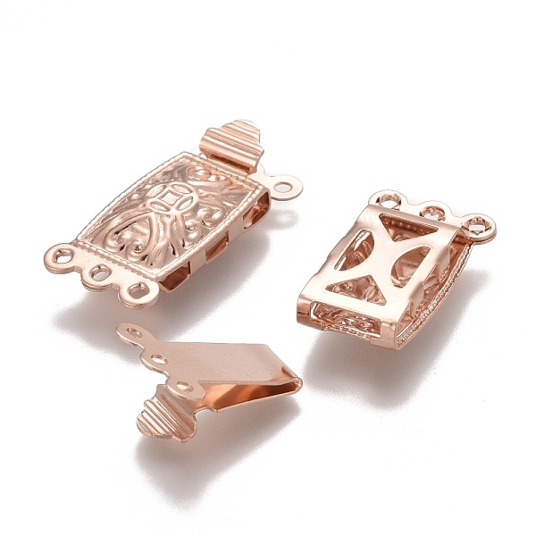 

PandaHall 304 Stainless Steel Box Clasps, Multi-Strand Clasps, 3-Strands, 6-Holes, Rectangle, Rose Gold, 21x10x4.5mm, Hole: 1mm 304...