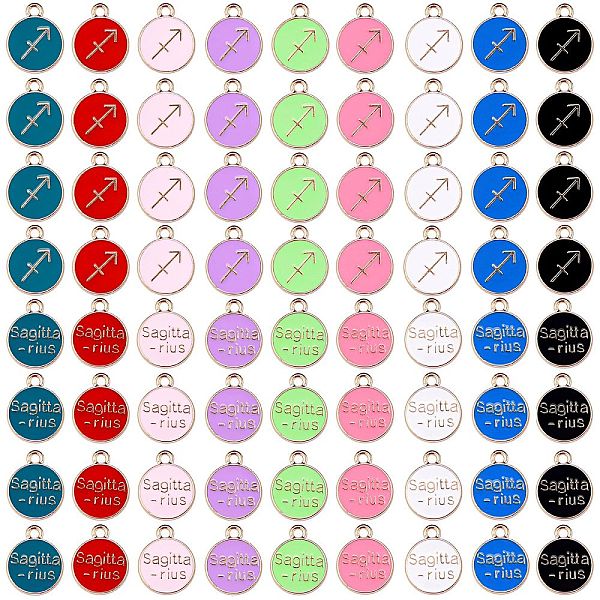 

PandaHall 72Pcs 9 Colors Alloy Enamel Pendants, Cadmium Free & Lead Free, Flat Round with Constellation, Light Gold, Sagittarius, 22x18x2mm...