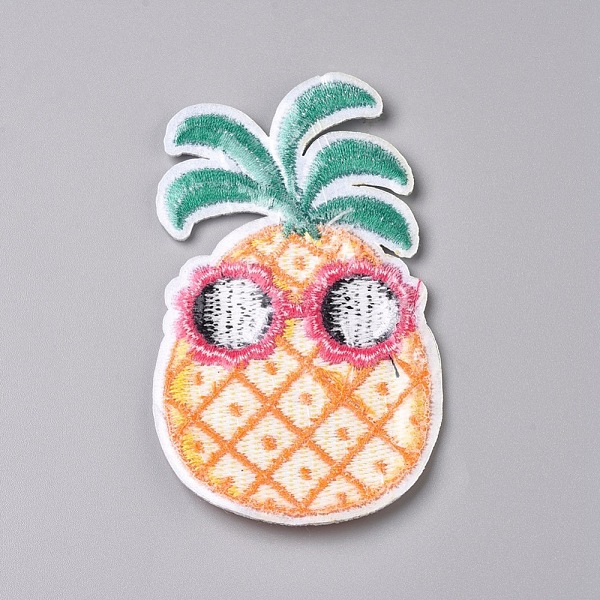 

PandaHall Computerized Embroidery Cloth Iron on/Sew on Patches, Costume Accessories, Appliques, for Backpacks, Clothes, Pineapple, Gold...