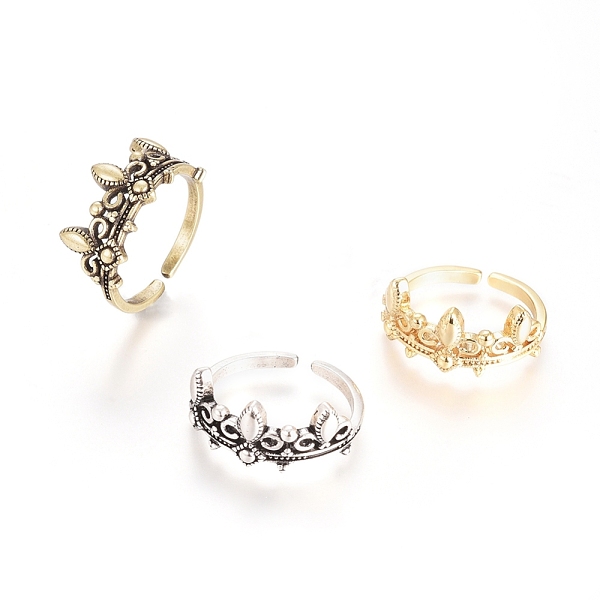 

PandaHall Adjustable Brass Rings, Long-Lasting Plated, Crown, Finger Rings, Mixed Color, Size 7, 17mm Brass