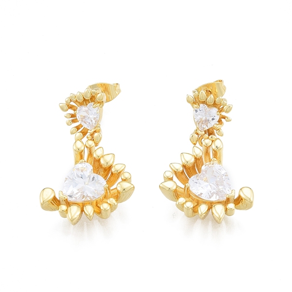 

PandaHall Clear Cubic Zirconia Heart Dangle Stud Earrings, Brass Jewelry for Women, Golden, 30x15x6mm, Pin: 0.6mm Cubic Zirconia Heart Clear