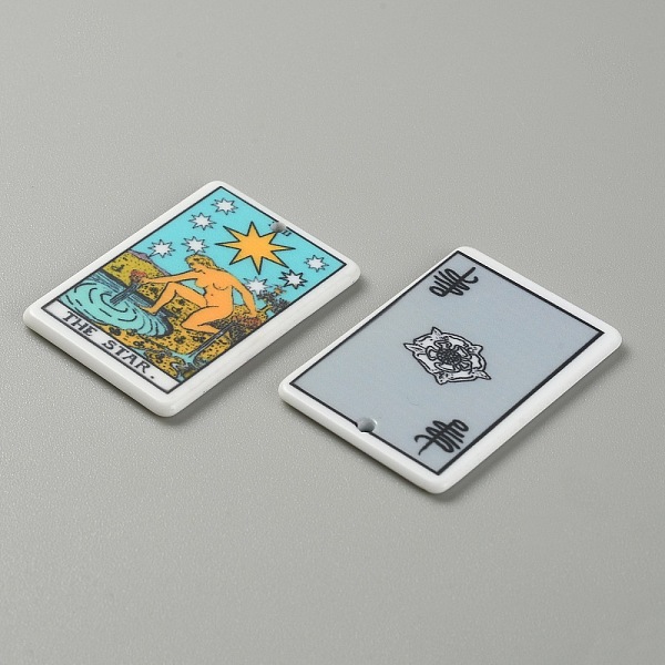 

PandaHall Printed Acrylic Pendants, Rectangle with Tarot Pattern, The Star XVII, 35x26x2mm, Hole: 1.8mm Acrylic Rectangle Blue