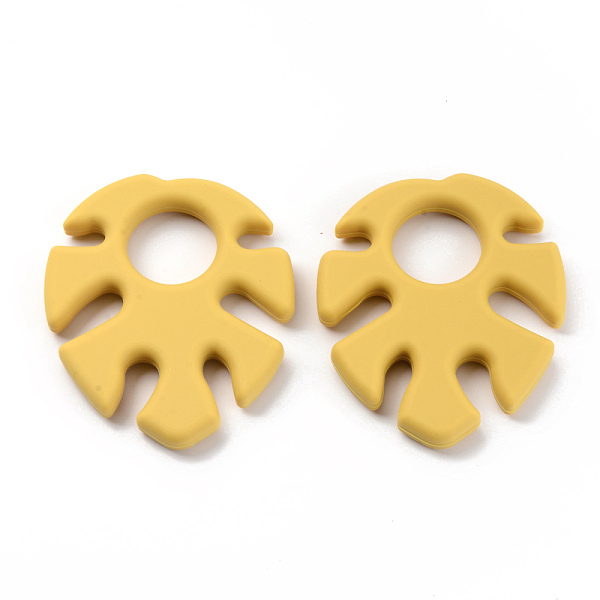 

PandaHall Food Grade Eco-Friendly Silicone Big Pendants, Chewing Pendants For Teethers, DIY Nursing Necklaces Making, Leaf, Gold...
