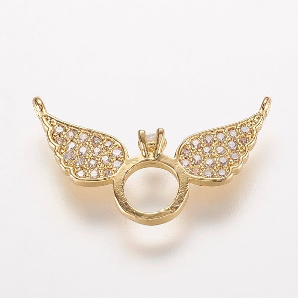 

PandaHall Brass Micro Pave Cubic Zirconia Pendants, Angel, Golden, 12x21x2mm, Hole: 1mm Brass+Cubic Zirconia Angel & Fairy