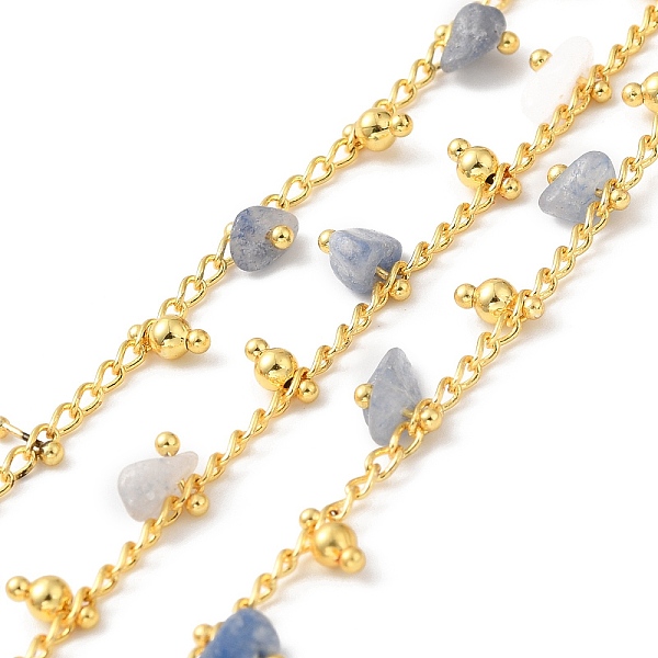 

PandaHall Handmade Natural Sodalite Beaded Chains, Real 18K Gold Plated Brass Twist Chains, Soldered, with Spool, Cadmium Free & Lead Free...