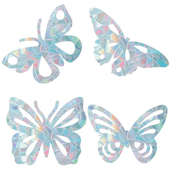 

PandaHall GORGECRAFT 16PCS Butterfly Window Clings Anti Collision Animal Rainbow Window Glass Alert Stickers for Birds Strike Decals Non..., White