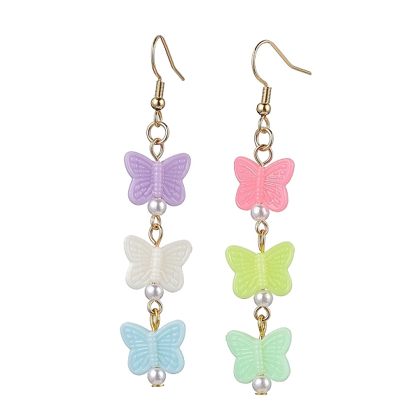 

PandaHall Acrylic Dangle Earrings, with 304 Stainless Steel Earring Hooks, Butterfly, Golden, 70x14mm Acrylic Butterfly