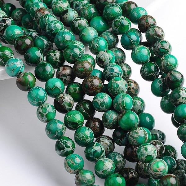 

PandaHall Dyed & Heated Natural Imperial Jasper Round Bead Strands, Sea Green, 8mm, Hole: 1mm, about 49pcs/strand, 16 inch Imperial Jasper...
