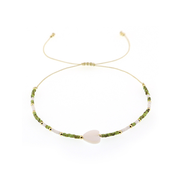 

PandaHall Seashell Peach Heart Beaded Bracelet for Women Glass