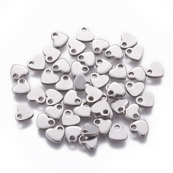 

PandaHall 201 Stainless Steel Charms, Stamping Blank Tag, Heart, Stainless Steel Color, 6x7x1.5mm, Hole: 1.6mm 201 Stainless Steel Heart