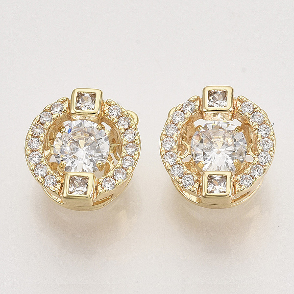 

PandaHall Brass Micro Pave Clear Cubic Zirconia Charms, Nickel Free, Flat Round, Real 18K Gold Plated, 10.5x6.5mm, Hole: 0.8mm Brass+Cubic...