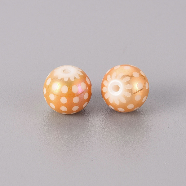 

PandaHall Electroplate Glass Beads, Round with Dots Pattern, Rose Gold Plated, 10mm, Hole: 1.2mm Glass Others