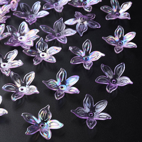 

PandaHall Transparent Acrylic Beads, AB Color, Flower, Medium Orchid, 25.5x28x6mm, Hole: 1.8mm, about 980pcs/500g Acrylic Flower