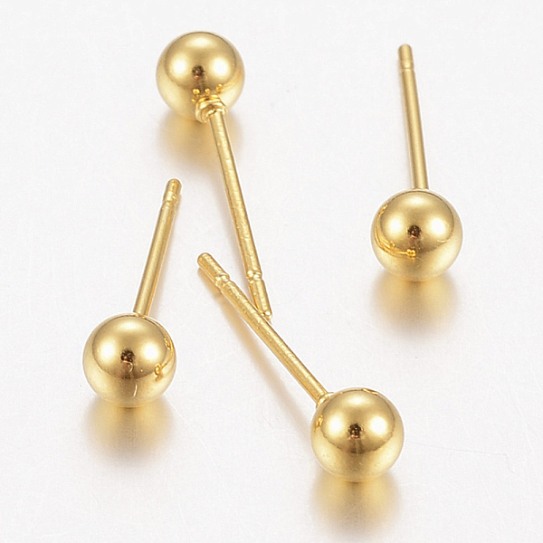 

PandaHall 304 Stainless Steel Stud Earrings, Hypoallergenic Earrings, Round, Golden, 16x4mm, Pin: 0.8mm 304 Stainless Steel
