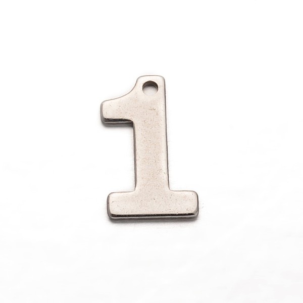 

PandaHall Number 201 Stainless Steel Charms, Num.1, 11x6.5x0.7mm, Hole: 1mm 201 Stainless Steel Number