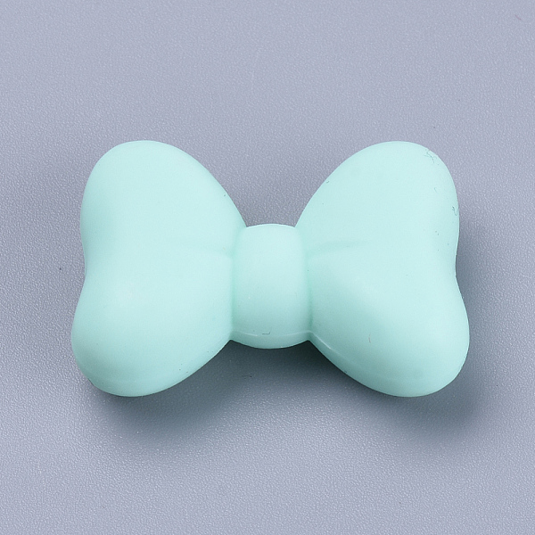 

PandaHall Food Grade Eco-Friendly Silicone Focal Beads, Chewing Beads For Teethers, DIY Nursing Necklaces Making, Bowknot, Light Cyan...