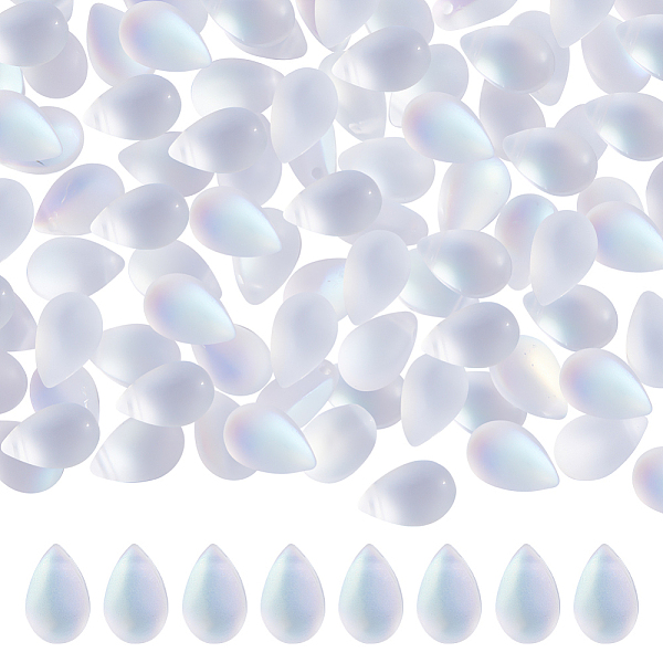 

PandaHall SUNNYCLUE 150Pcs Transparent Spray Painted Glass Charms, AB Color Plated, Frosted, Teardrop, Clear AB, 9x6x6mm, Hole: 1mm Glass..., White