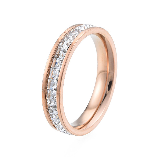 

PandaHall Crystal Rhinestone Finger Ring, 201 Stainless Steel Jewelry for Women, Rose Gold, Inner Diameter: 17mm Stainless Steel+Rhinestone