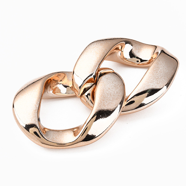 

PandaHall UV Plating Acrylic Linking Rings, Quick Link Connectors, for Curb Chains Jewelry Making, Twist Oval, Rose Gold, 48x42x14mm, Inner...