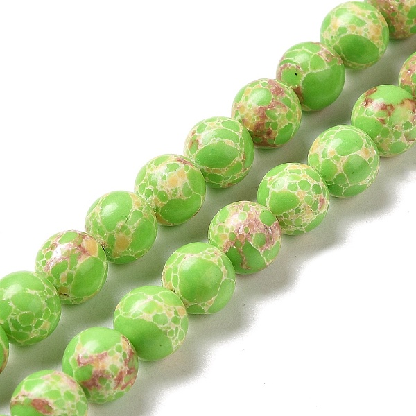 

PandaHall Synthetic Imperial Jasper Dyed Beads Strands, Round, Green Yellow, 8mm, Hole: 1.2mm, about 47~48pcs/strand, 14.96''~15.16''...
