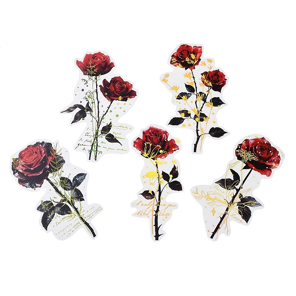 

PandaHall Rose Waterproof PET Stickers Set, Decorative Stickers, for Water Bottles, Laptop, Luggage, Cup, Computer, Mobile Phone, Skateboard..., Red