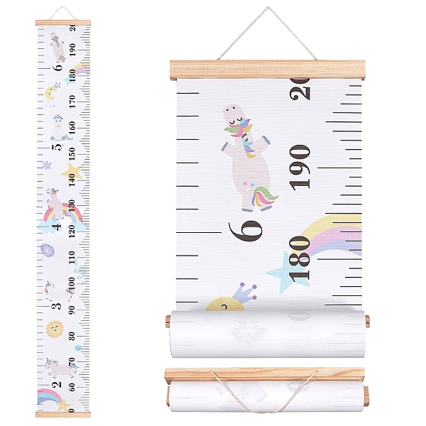 PandaHall Creative Cartoon Decorative Home Canvas Hanging Height Measurement Ruler, Baby Growth Chart, Rectangle, Unicorn Pattern...