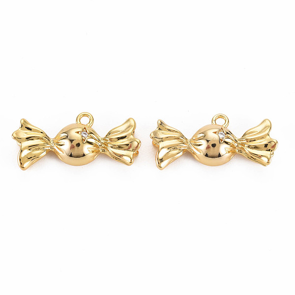 

PandaHall Rack Plating Brass Micro Pave Clear Cubic Zirconia Pendants, Nickel Free, Candy, Real 18K Gold Plated, 10x21x4.5mm, Hole: 1.4mm...